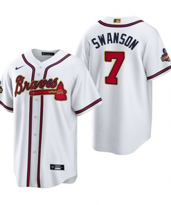 Dansby Swanson 7 Jersey, Atlanta Braves White 2022-23 Gold Program Jersey - Robokeg