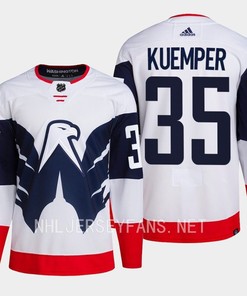 Darcy Kuemper 35 Washington Capitals 2023 Jersey Stadium White Primegreen - Robokeg