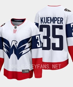 Darcy Kuemper 35 Washington Capitals 2023 Jersey Stadium White Primegreen - Robokeg