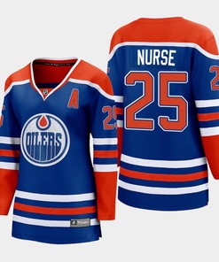 Darnell Nurse 25 Edmonton Oilers 2022-23 Home Women Premier Breakaway Player Jersey Royal - Robokeg