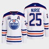 Darnell Nurse 25 Edmonton Oilers White Jersey 2022 Lee Ryan Hall Of Fame Patch Away - Robokeg