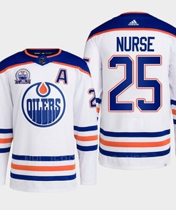 Darnell Nurse 25 Edmonton Oilers White Jersey 2022 Lee Ryan Hall Of Fame Patch Away - Robokeg