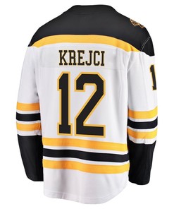 David Krejci 12 Boston Bruins Stanley Cup 2023 Playoffs Patch Away Breakaway Men Jersey - White - Robokeg