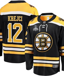 David Krejci 12 Boston Bruins Stanley Cup 2023 Playoffs Patch Home Breakaway Men Jersey - Black - Robokeg