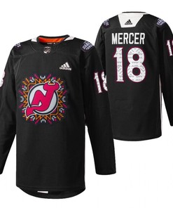 Dawson Mercer 18 New Jersey Devils 2022 Hispanic Heritage Night Black Jersey Jersey - Robokeg
