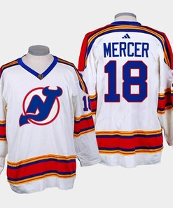 Dawson Mercer 18 New Jersey Devils 2022-23 Reverse Retro 2.0 White Jersey - Robokeg