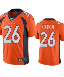 Denver Broncos Isaac Yiadom Orange 100th Season Vapor Limited Jersey - Robokeg
