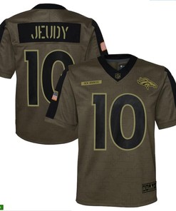 Denver Broncos Jerry Jeudy 10 Nfl Olive 2021 Salute To Service Game Men Jersey For Broncos Fans - Robokeg