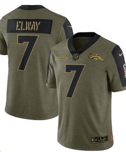 Denver Broncos John Elway 7 Nfl Olive 2021 Salute To Service Player Men Jersey For Broncos Fans - Robokeg