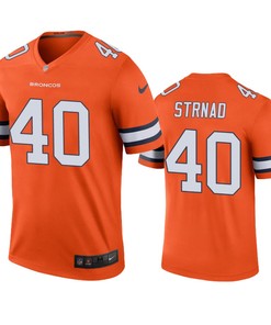 Denver Broncos Justin Strnad Orange Color Rush Legend Jersey - Robokeg