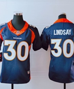 Denver Broncos Phillip Lindsay #30 Nfl 2020 Black Blue Womens Jersey - Robokeg