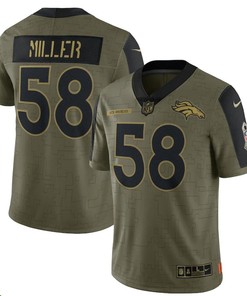 Denver Broncos Von Miller 58 Nfl Olive 2021 Salute To Service Player Men Jersey For Broncos Fans - Robokeg