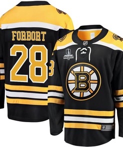 Derek Forbort 28 Boston Bruins Stanley Cup 2023 Playoffs Patch Home Breakaway Men Jersey - Black - Robokeg