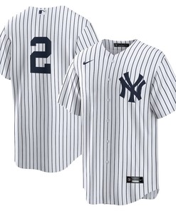 Derek Jeter 2 New York Yankees Men Jersey - White/Navy - Robokeg