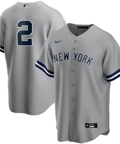 Derek Jeter New York Yankees Road Replica Player Jersey Gray Mlb - Robokeg