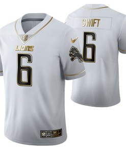 Detroit Lions Dandre Swift 6 2021 Nfl Golden Brandedition White Jersey Gift For Lions Fans - Robokeg