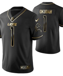 Detroit Lions Jeff Okudah 1 2021 Nfl Golden Brandedition Black Jersey Gift For Lions Fans - Robokeg