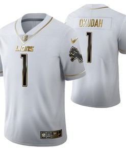 Detroit Lions Jeff Okudah 1 2021 Nfl Golden Brandedition White Jersey Gift For Lions Fans - Robokeg