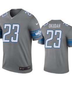 Detroit Lions Jeff Okudah Steel Color Rush Legend Jersey - Robokeg