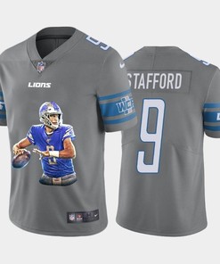 Detroit Lions Matthew Stafford #9 Nfl Portrait Brandedition Grey Jersey - Robokeg