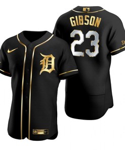 Detroit Tigers #23 Kirk Gibson Mlb Golden Brandedition Black Jersey Gift For Tigers Fans - Robokeg