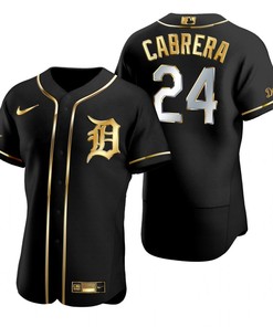 Detroit Tigers #24 Miguel Cabrera Mlb Golden Brandedition Black Jersey Gift For Tigers Fans - Robokeg