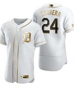 Detroit Tigers #24 Miguel Cabrera Mlb Golden Brandedition White Jersey Gift For Tigers Fans - Robokeg