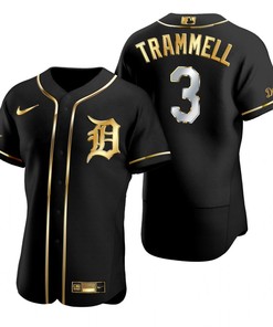 Detroit Tigers #3 Alan Trammell Mlb Golden Brandedition Black Jersey Gift For Tigers Fans - Robokeg