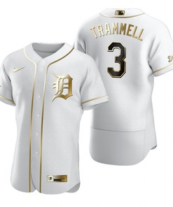 Detroit Tigers #3 Alan Trammell Mlb Golden Brandedition White Jersey Gift For Tigers Fans - Robokeg
