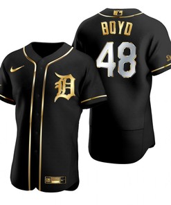 Detroit Tigers #48 Matthew Boyd Mlb Golden Brandedition Black Jersey Gift For Tigers Fans - Robokeg