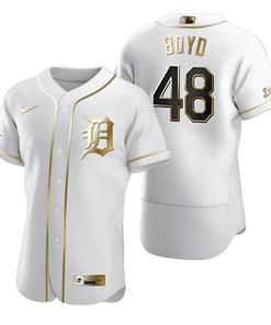 Detroit Tigers #48 Matthew Boyd Mlb Golden Brandedition White Jersey Gift For Tigers Fans - Robokeg