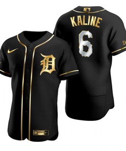 Detroit Tigers #6 Al Kaline Mlb Golden Brandedition Black Jersey Gift For Tigers Fans - Robokeg