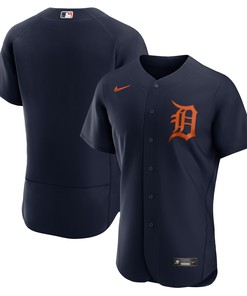 Detroit Tigers Alternate Authentic Logo Team Jersey - Navy Mlb - Robokeg