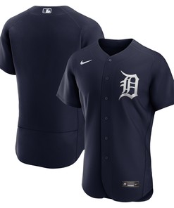 Detroit Tigers Alternate Logo Authentic Team Jersey - Navy Mlb Ver 1 - Robokeg