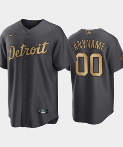 Detroit Tigers Custom 00 2022-23 All-Star Game AL Charcoal Jersey - Robokeg
