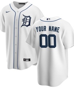 Detroit Tigers Home Custom Men Jersey - White - Robokeg