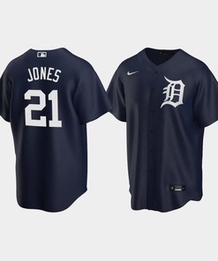 Detroit Tigers JaCoby Jones 21 Alternate Men's Jersey - Navy Jersey - Robokeg