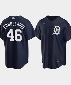Detroit Tigers Jeimer Candelario 46 Alternate Men's Jersey - Navy Jersey - Robokeg
