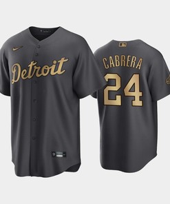 Detroit Tigers Miguel Cabrera 24 2022-23 All-Star Game AL Charcoal Jersey - Robokeg