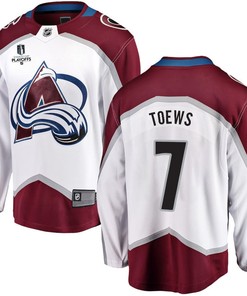 Devon Toews 7 Colorado Avalanche Stanley Cup 2023 Playoffs Patch Away Breakaway Men Jersey - White - Robokeg