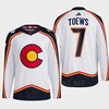 Devon Toews 7 Reverse Retro 2.0 2022 Colorado Avalanche White Jersey Primegreen - Robokeg