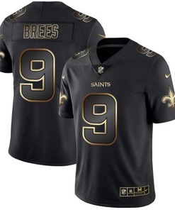 Drew Brees #9 New Orleans Saints Nfl Explosion Legendary Gold Black Jersey - Robokeg