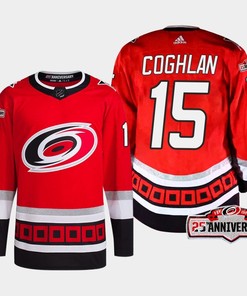 Dylan Coghlan 15 Carolina Hurricanes Red Jersey 2022-23 Third 25th Anniversary - Robokeg