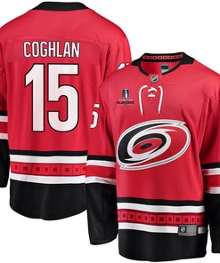 Dylan Coghlan 15 Carolina Hurricanes Stanley Cup 2023 Playoffs Patch Home Breakaway Men Jersey - Red - Robokeg