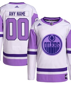 Edmonton Oilers Adidas Hockey Fights Cancer Primegreen Authentic Custom Jersey - White/purple Custom Jerseys Nhl - Robokeg