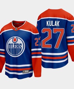 Edmonton Oilers Brett Kulak 27 2022-23 Home Royal Jersey Premier - Robokeg