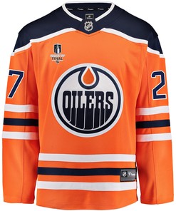 Edmonton Oilers Brett Kulak 27 Home 2022 Stanley Cup Final Breakaway Men Jersey - Orange - Robokeg