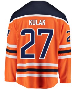Edmonton Oilers Brett Kulak 27 Home 2022 Stanley Cup Playoffs Breakaway Men Jersey - Orange - Robokeg