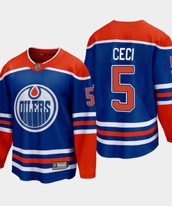 Edmonton Oilers Cody Ceci 5 2022-23 Home Royal Jersey Premier - Robokeg