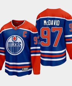 Edmonton Oilers Connor McDavid 97 2022-23 Home Royal Jersey Premier - Robokeg